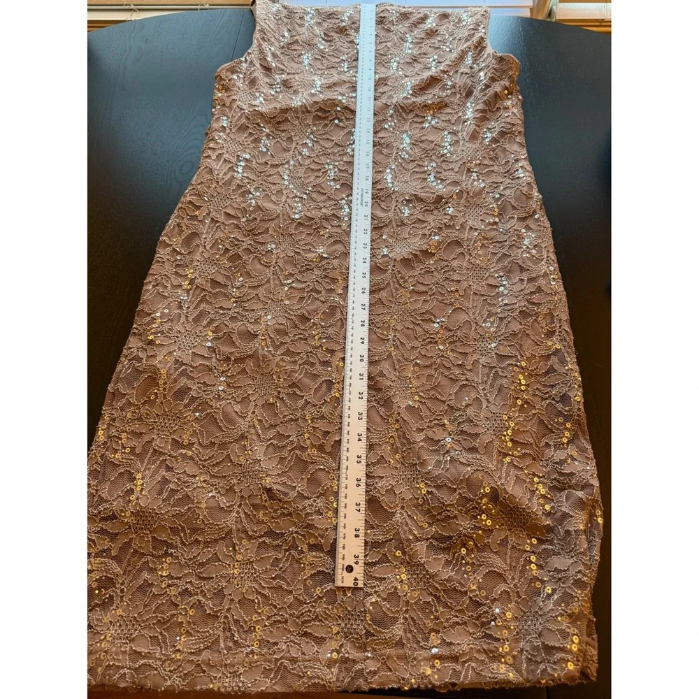 RM Richards Sequin Lace Cocktail Dress Women 22W Mocha Plus-Size Wedding Evening - Picture 8 of 11